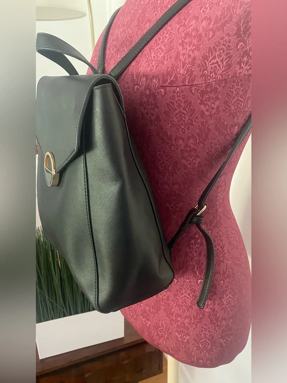 Madison West Women's Backpack Purse with Gold Accent
